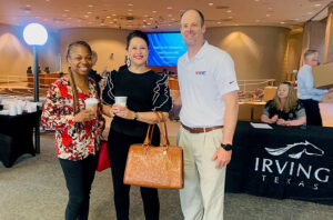 NDBT bankers Zelma Thomas, Michelle Mercado and Tim Griffin at the Irving Chamber Biz Blitz kickoff event