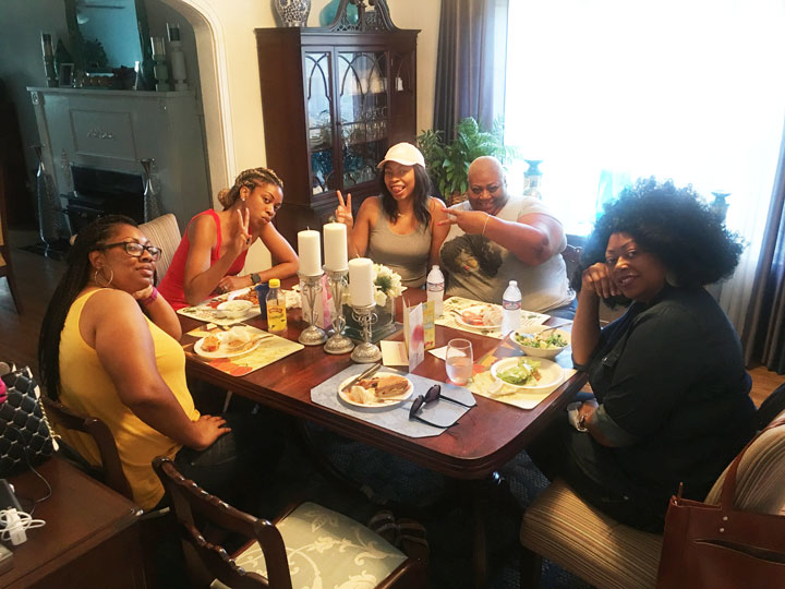 Ellison family at dinner table