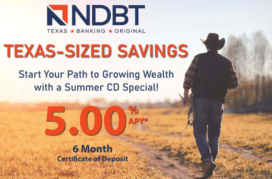 Promotional image of cowboy walking on a path with NDBT Summer CD information