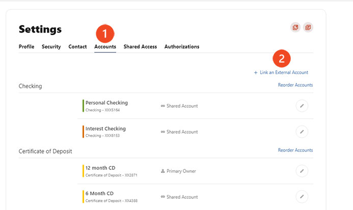 Screenshot showing how to link an external account