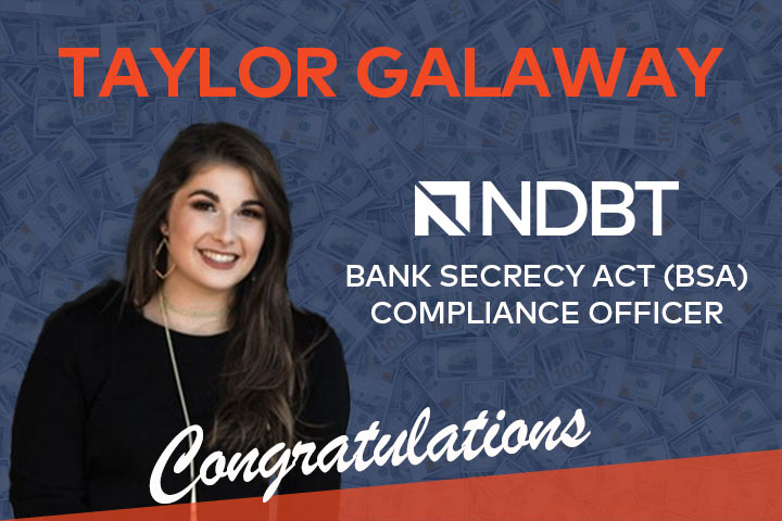 Taylor Galaway portrait and congratulations graphic