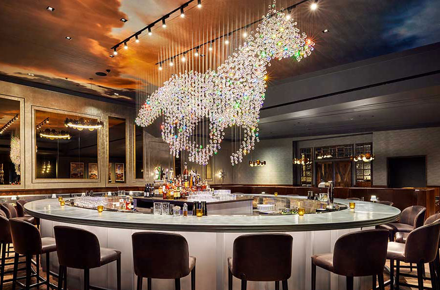 Bar with mustang chandelier at Omni PGA