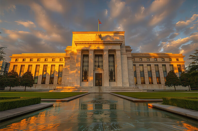 Federal Reserve Building at dusk