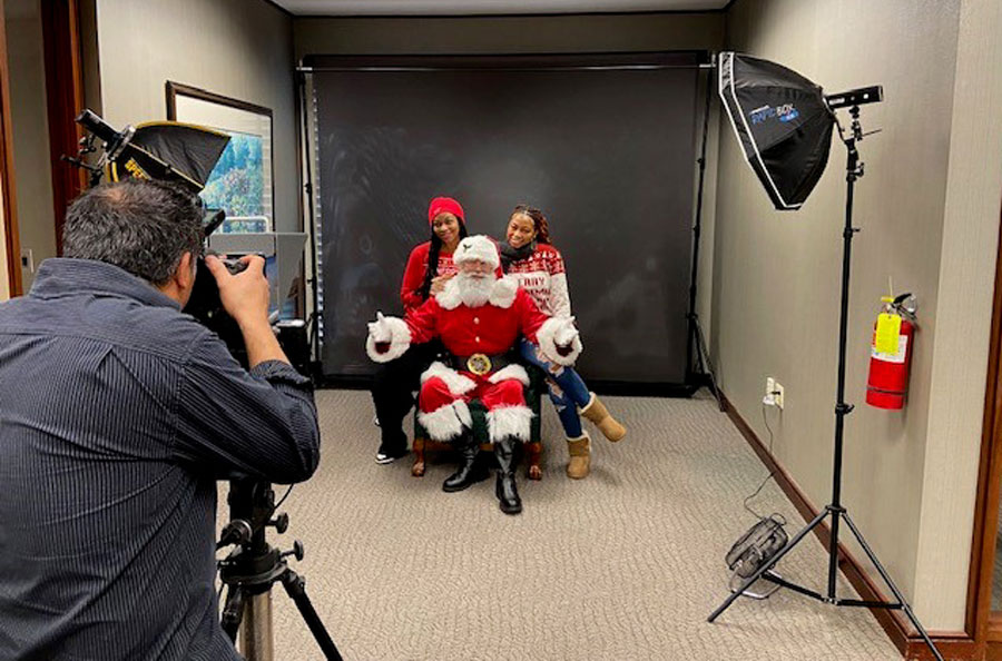 Family having picture taken with Santa