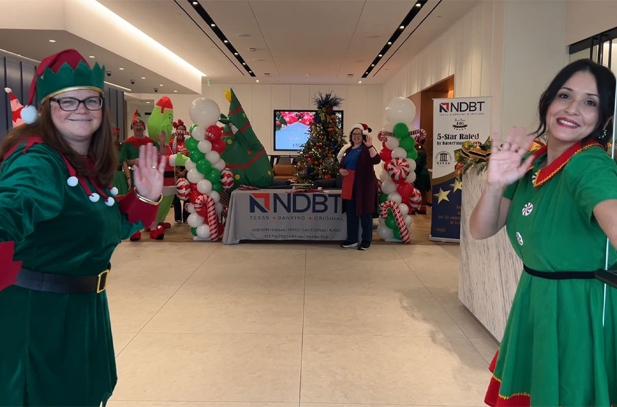 NDBT employees welcoming Santa's Workshop to NDBT lobby