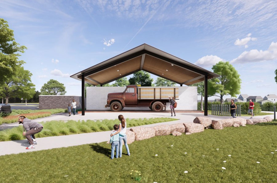 Rendering of Fields Legacy commons area stage