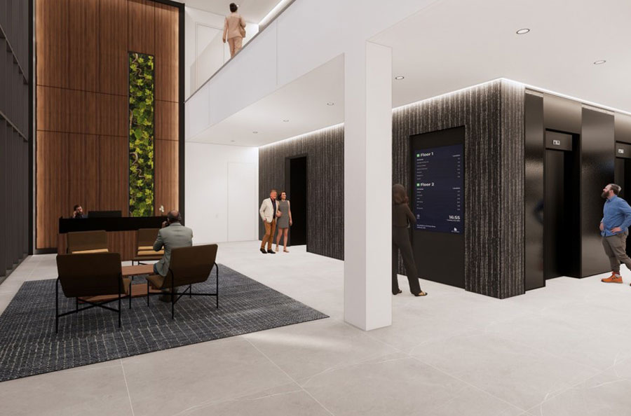 Rendering of the Fields Legacy office lobby