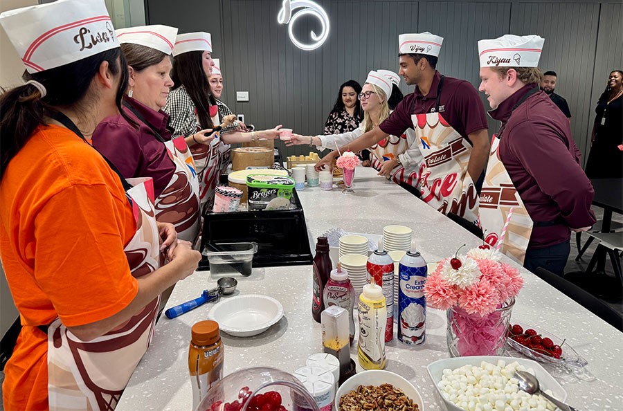 NDBT bankers serving interns ice cream