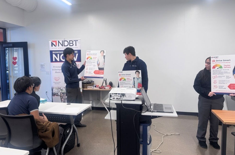 Students at Cristo Rey Dallas presenting to class