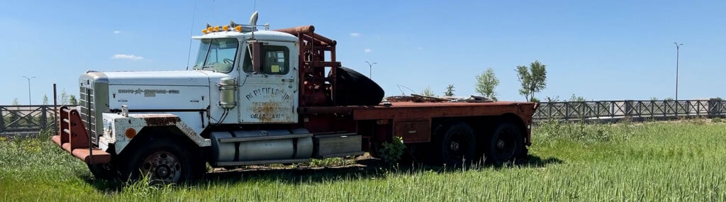 Bert Fields Jr. oil rig truck on the Fields property pre-development